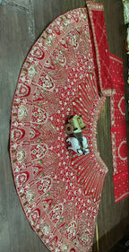 “Red Bridal Faux Georgette Lehenga with Sequins Embroidery & Butterfly Net Dupatta – Blouse up to 5XL, Length 42”