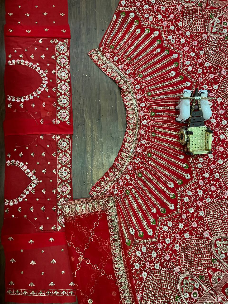 Red Premium Faux Georgette lehenga with Embroidery Sequins Work With Cancan & Canvas Patta and designer blouse.