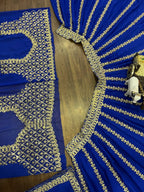 Royal Blue Embroidered Lehenga Set with Golden Zari and Sequin Work