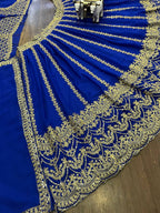 Royal Blue Embroidered Lehenga Set with Golden Zari and Sequin Work