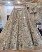 Soft Net Mirror Work Lehenga Choli with Sequins Embellishments