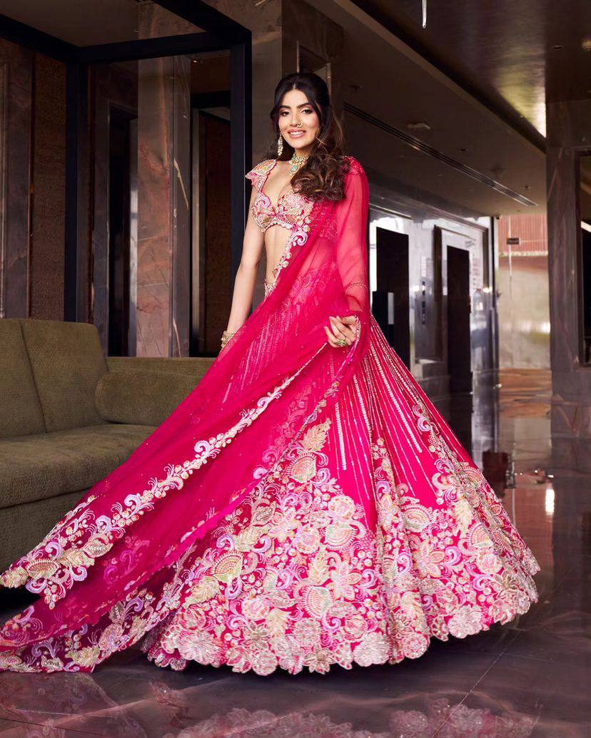 Buy Graceful Faux Georgette Lehenga with Embroidery &amp; Sequins Work Online
