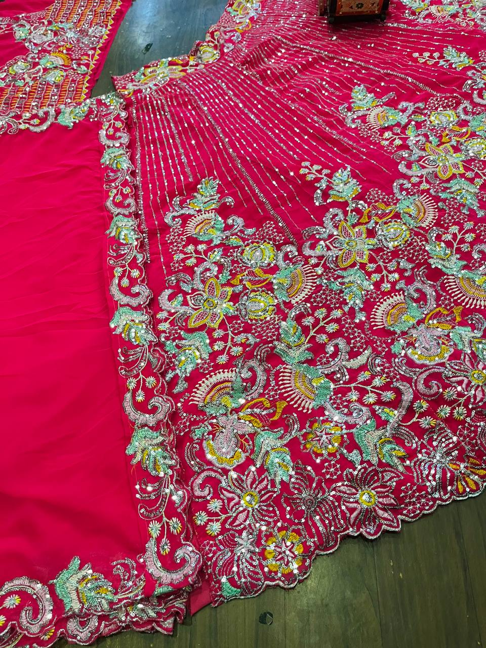 Buy Graceful Faux Georgette Lehenga with Embroidery &amp; Sequins Work Online