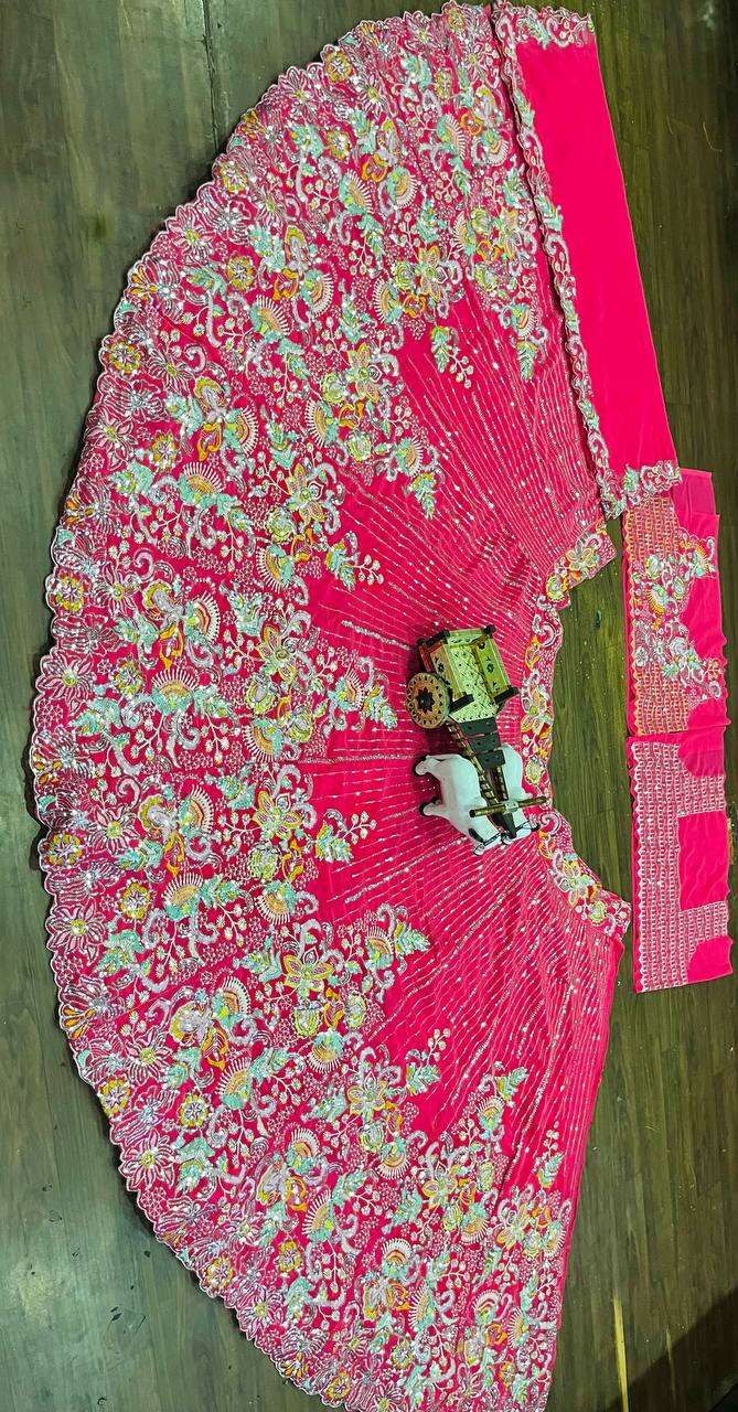 Buy Graceful Faux Georgette Lehenga with Embroidery &amp; Sequins Work Online