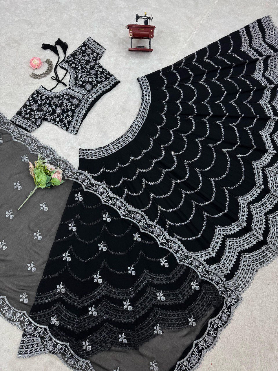Exclusive 3.8m Flare Lehenga Choli for Women - Semi-Stitched, Sequence Work, Cancan Layer & Embroidered Dupatta