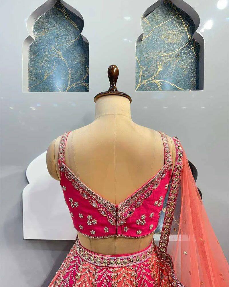 Fox Georgette Lehenga with Real Mirror, Sequins & Stone Work |