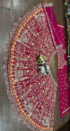 Royal Maroon Velvet Lehenga Choli with Multicolor Heritage Embroidery