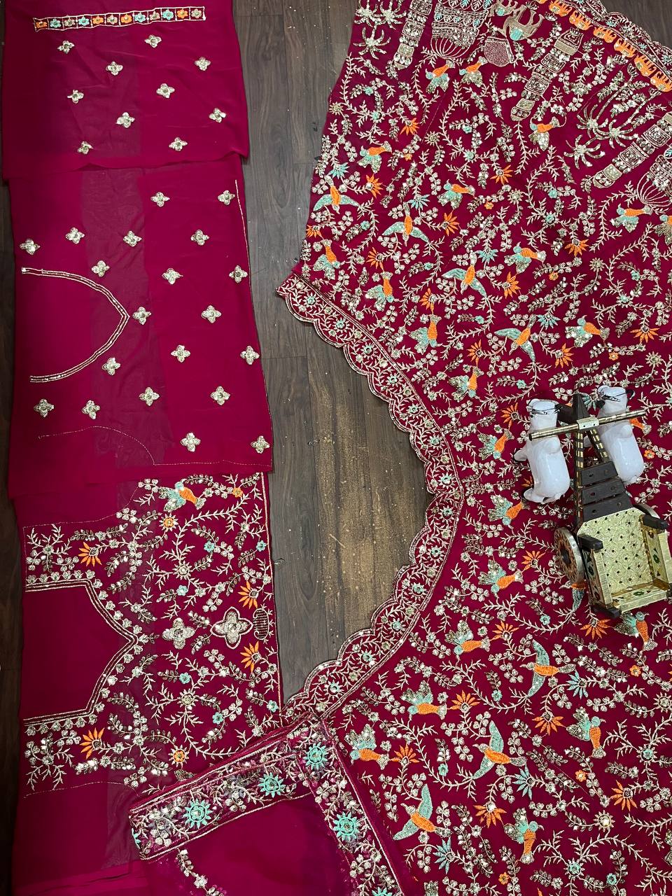Royal Maroon Velvet Lehenga Choli with Multicolor Heritage Embroidery