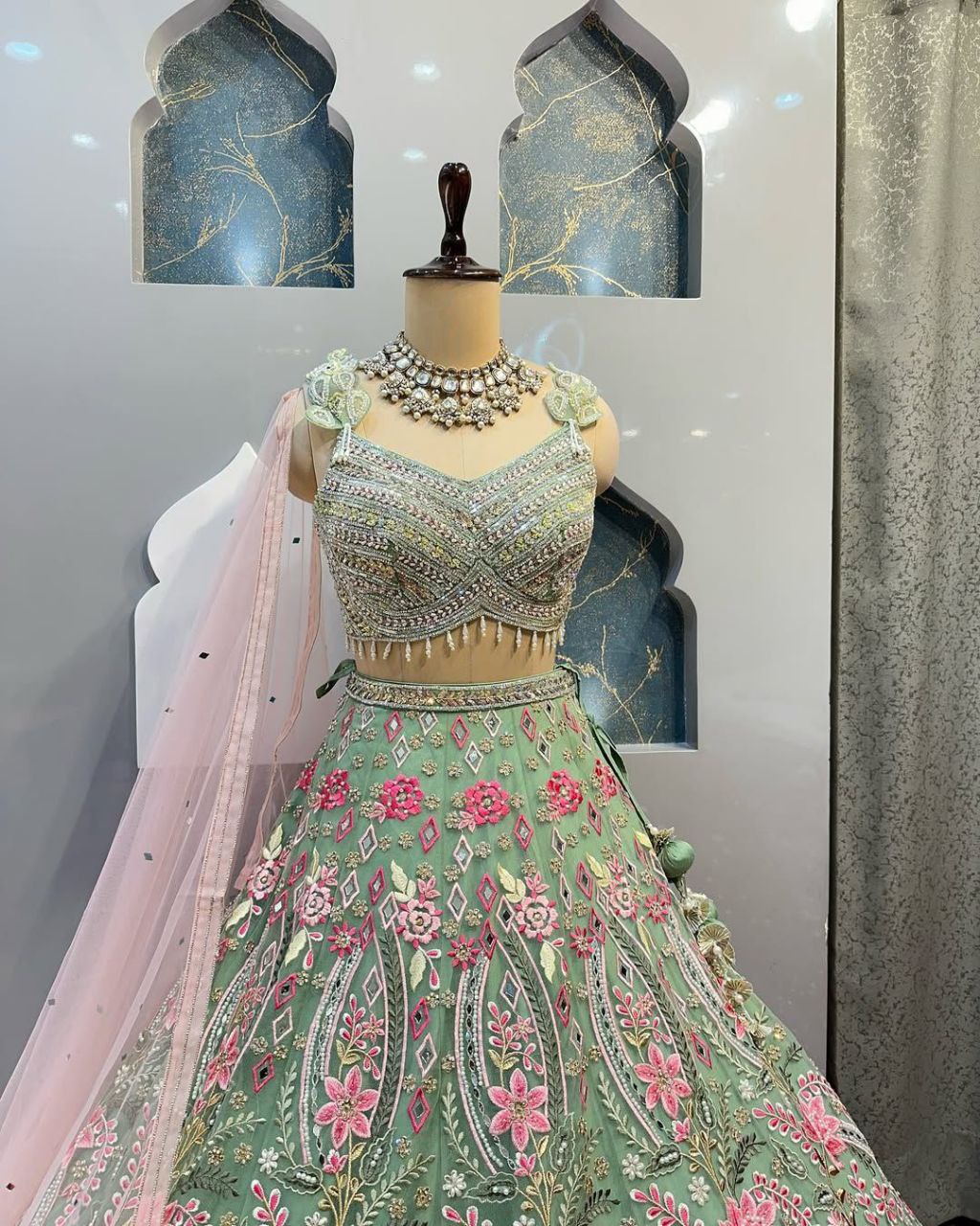Faux Georgette Embroidered Sequin Lehenga with Dupatta – Semi-Stitched Partywear Set for Women