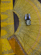 Yellow Mirror and Sequin Embroidered Georgette Lehenga Set