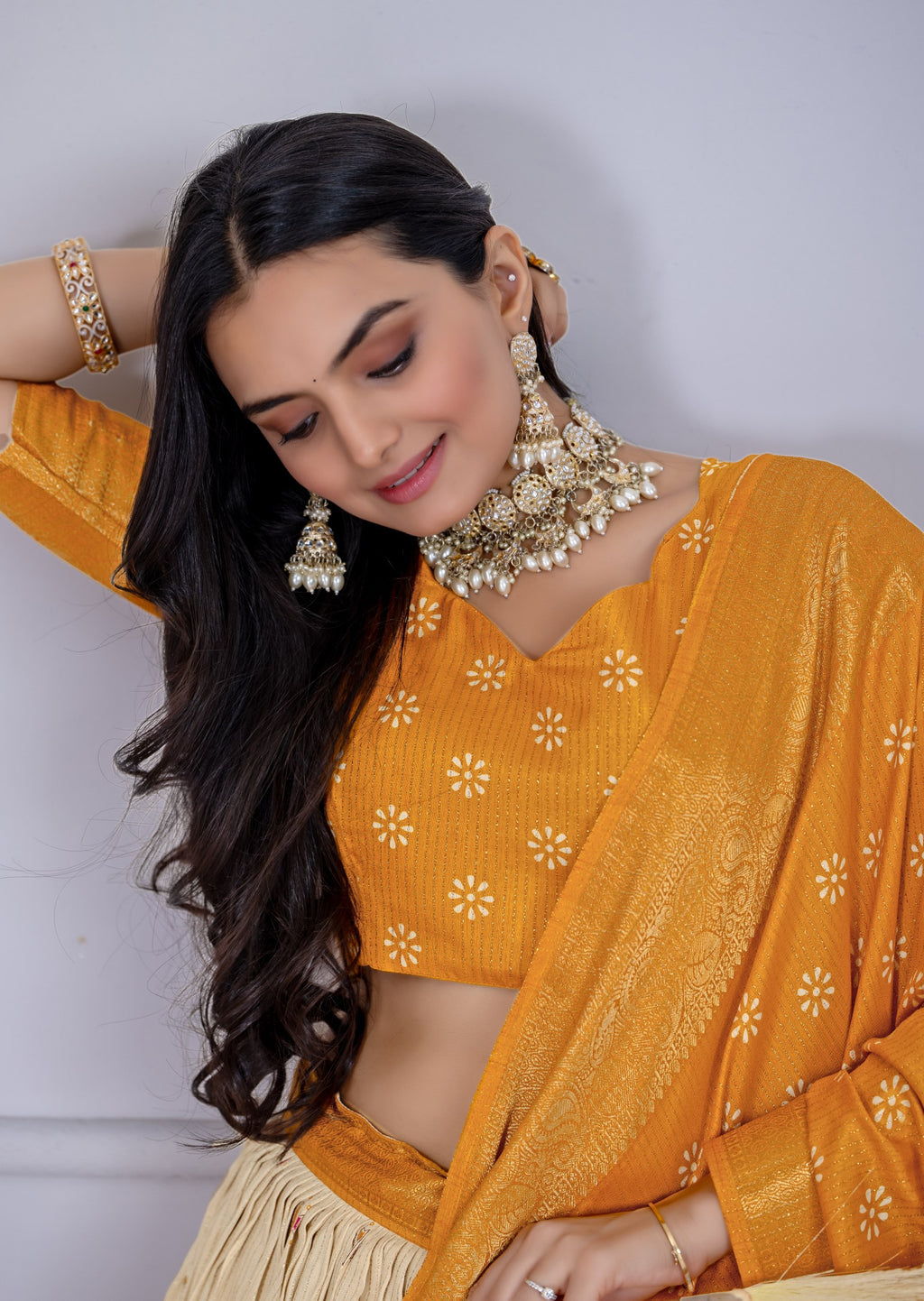 "Heavy Lichi Jacquard Lehenga Set with Zari Work (Stitched Upto Size 44) | Wedding & Festive Wear | 3.8m Flair"