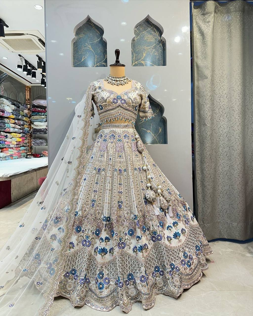 Heavy Mono Satin Silk Lehenga with Coding Sequins Embroidery – Perfect for Wedding & Party Wear