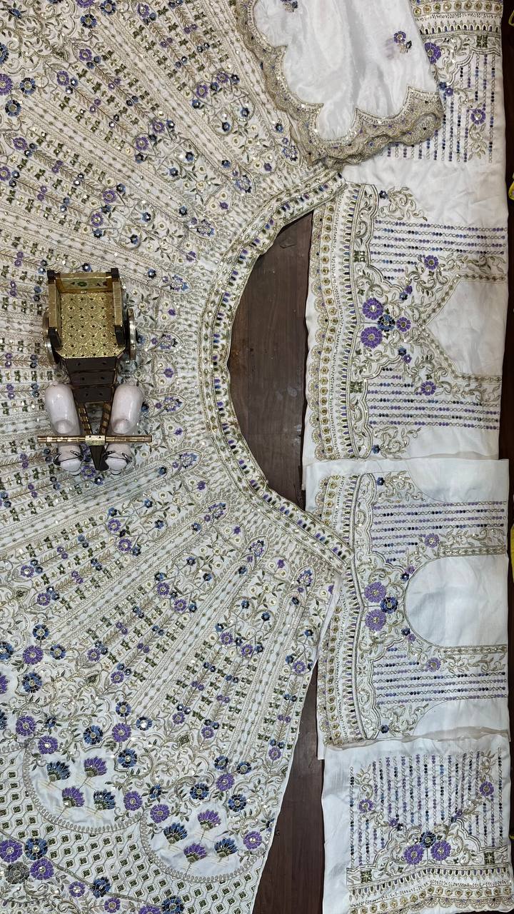 Heavy Mono Satin Silk Lehenga with Coding Sequins Embroidery – Perfect for Wedding & Party Wear