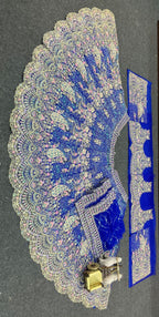 “Royal Blue Butterfly Net Lehenga with Coding Sequins & Peacock Embroidery – Length 42, Blouse up to 5XL”