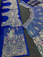“Royal Blue Butterfly Net Lehenga with Coding Sequins & Peacock Embroidery – Length 42, Blouse up to 5XL”