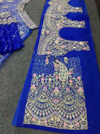 “Royal Blue Butterfly Net Lehenga with Coding Sequins & Peacock Embroidery – Length 42, Blouse up to 5XL”