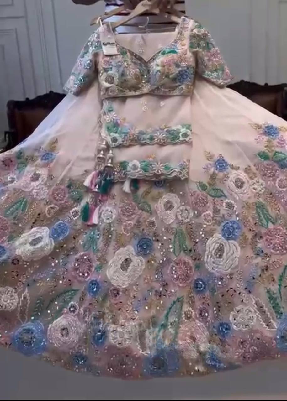Blossom Garden Mirror Embroidered Lehenga Choli