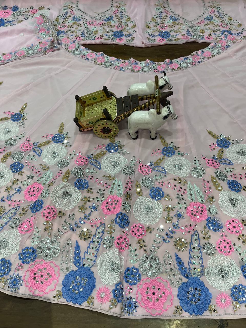 Blossom Garden Mirror Embroidered Lehenga Choli