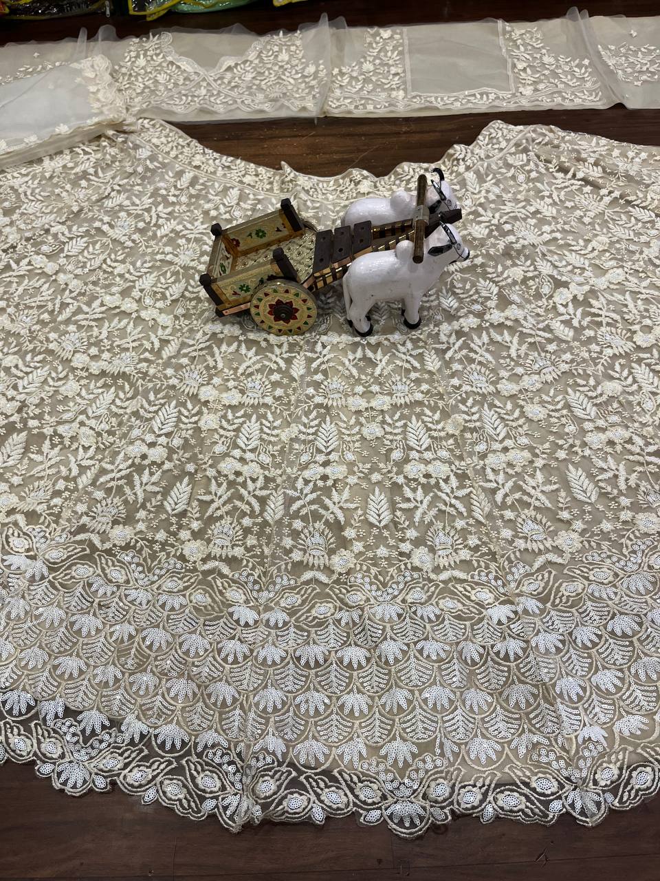 Traditional White Embroidered Lehenga Choli with Blouse