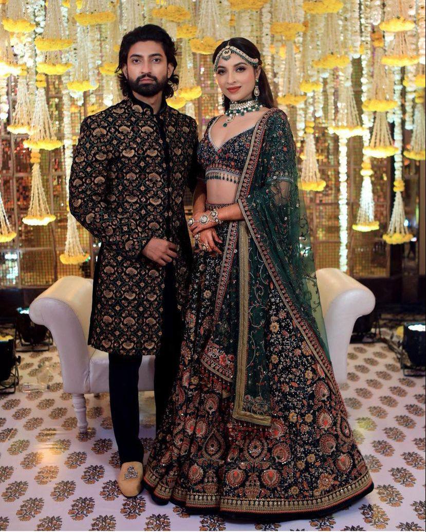Multicolour Mehandi Colour faux Georgette lehenga with sequins Embroidery Work  and designer blouse perfect match for you
