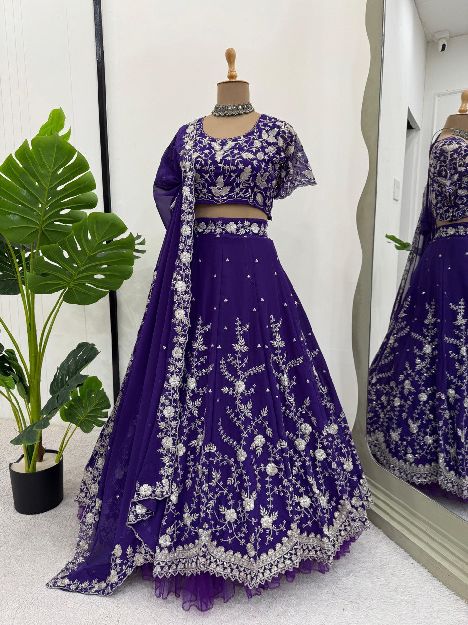 Royal 4m Flare Lehenga Choli for Women - Semi-Stitched, Sequence & Thread Work, Cancan Layer, Embroidered Dupatta