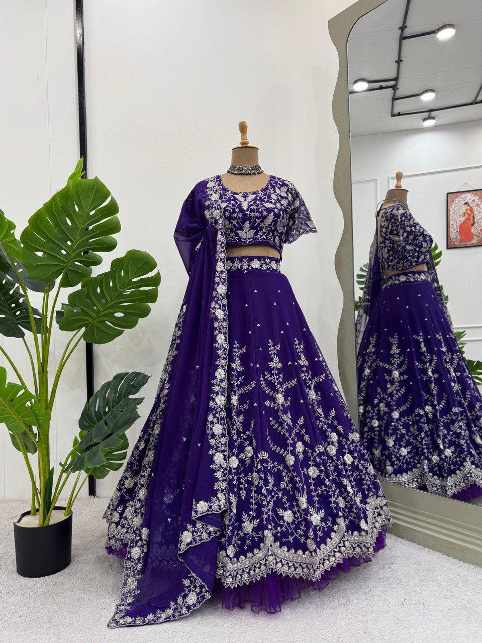 Royal 4m Flare Lehenga Choli for Women - Semi-Stitched, Sequence & Thread Work, Cancan Layer, Embroidered Dupatta