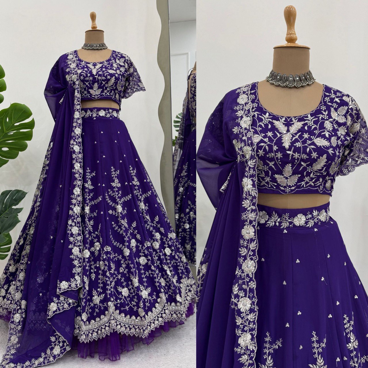 Royal 4m Flare Lehenga Choli for Women - Semi-Stitched, Sequence & Thread Work, Cancan Layer, Embroidered Dupatta