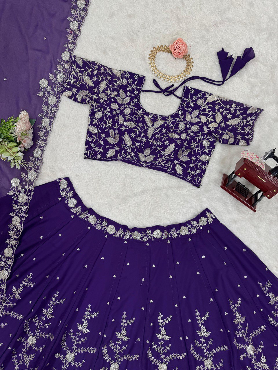 Royal 4m Flare Lehenga Choli for Women - Semi-Stitched, Sequence & Thread Work, Cancan Layer, Embroidered Dupatta
