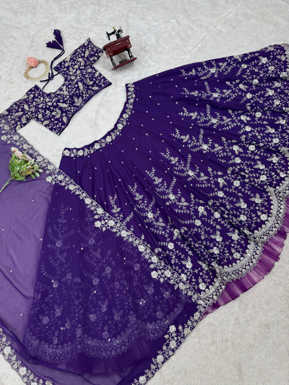 Royal 4m Flare Lehenga Choli for Women - Semi-Stitched, Sequence & Thread Work, Cancan Layer, Embroidered Dupatta