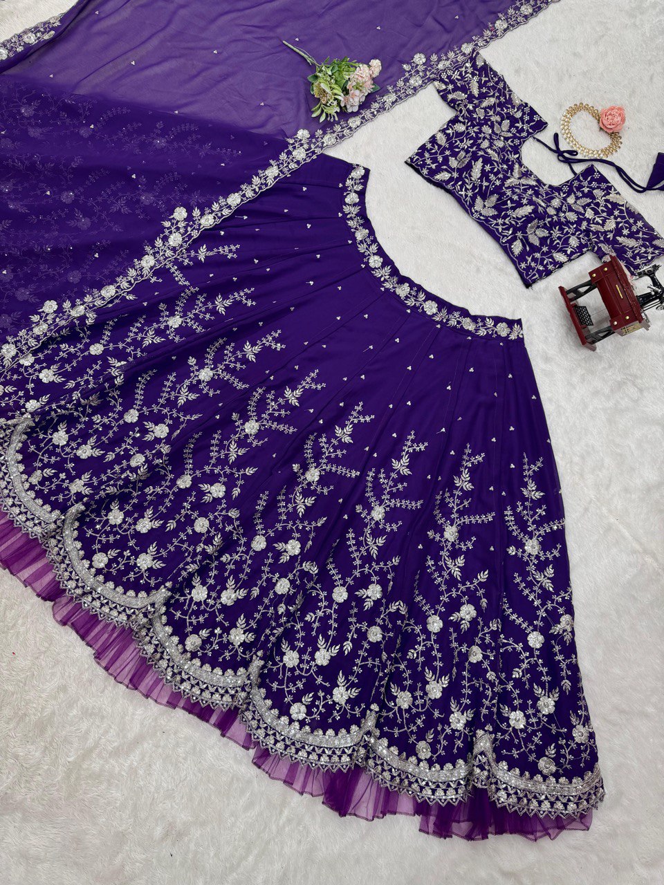 Royal 4m Flare Lehenga Choli for Women - Semi-Stitched, Sequence & Thread Work, Cancan Layer, Embroidered Dupatta