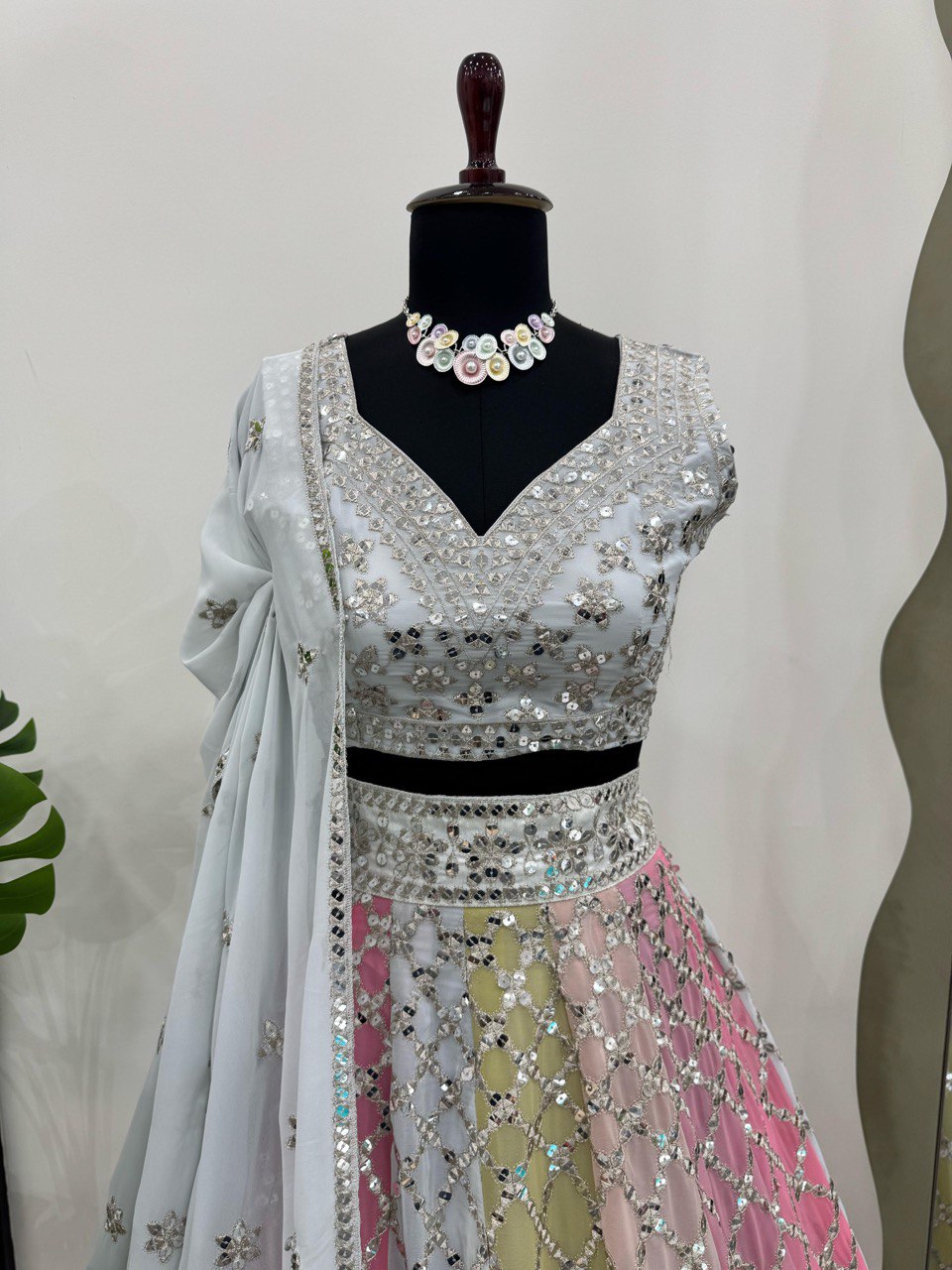 9mm Sequence Lehenga Choli - Semi-Stitched, 3.5m Flare, Fox Georgette, Cancan Support, Fancy Lace Dupatta for Weddings