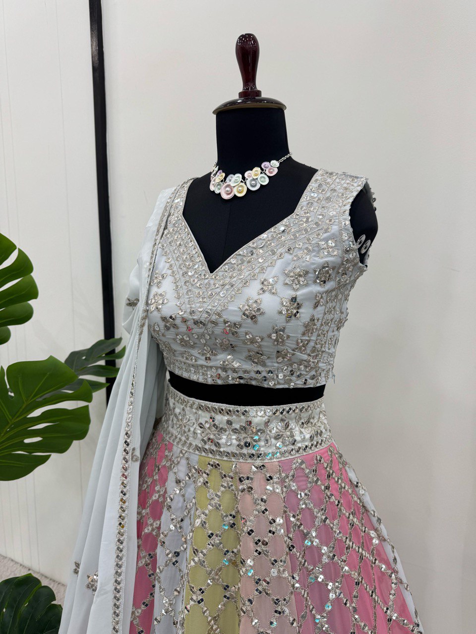 9mm Sequence Lehenga Choli - Semi-Stitched, 3.5m Flare, Fox Georgette, Cancan Support, Fancy Lace Dupatta for Weddings