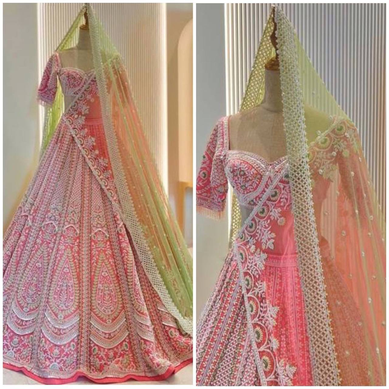 Faux Georgette Embroidered Lehenga Set with Dual Dupatta – Graceful Festive Wear