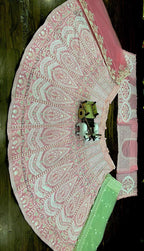 Baby Pink Embroidered Lehenga Set with White Thread and Sequin Work