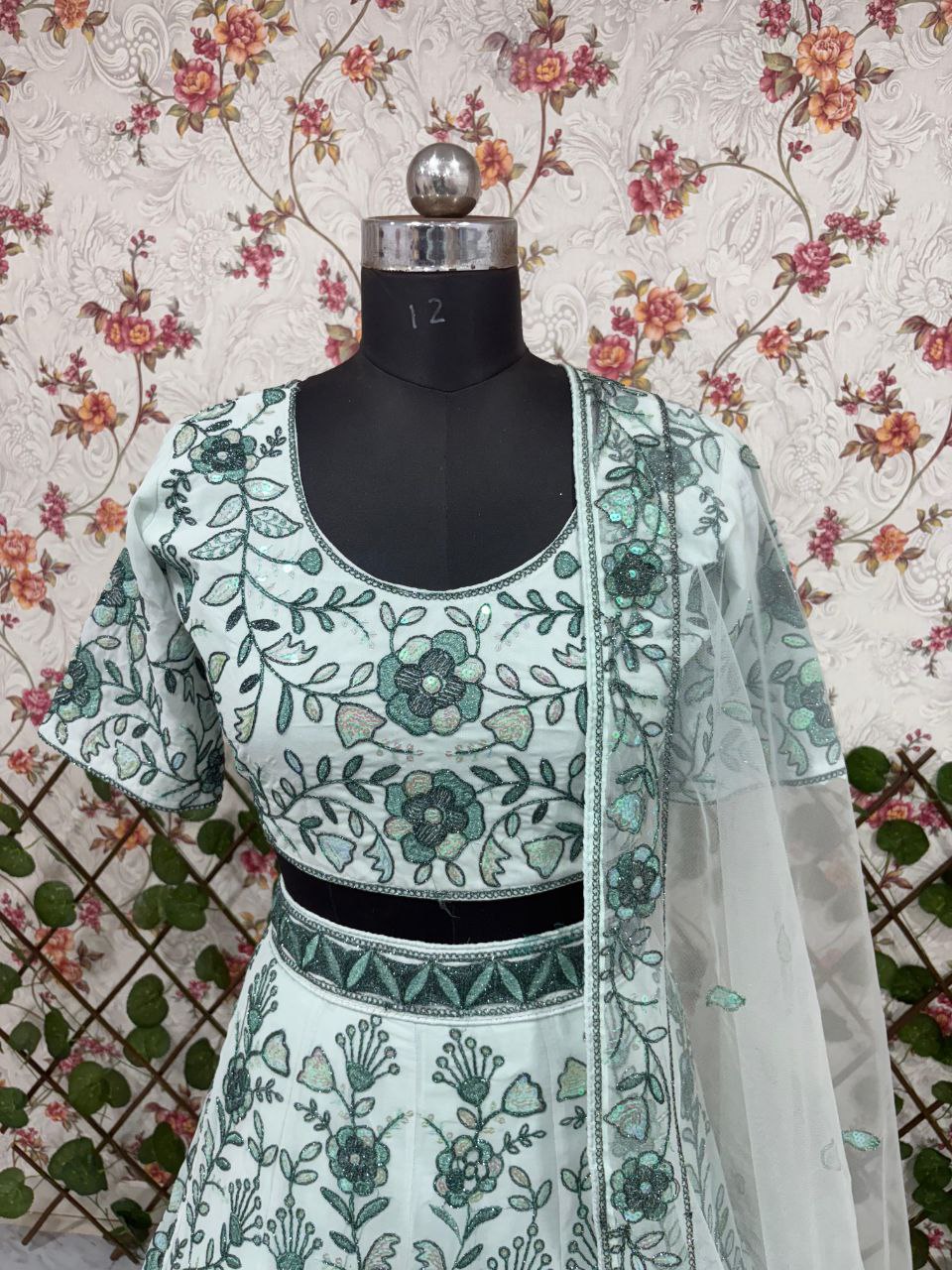 Premium Faux Georgette Lehenga Choli Set - 3.5m Flare with Dori & Sequin Work