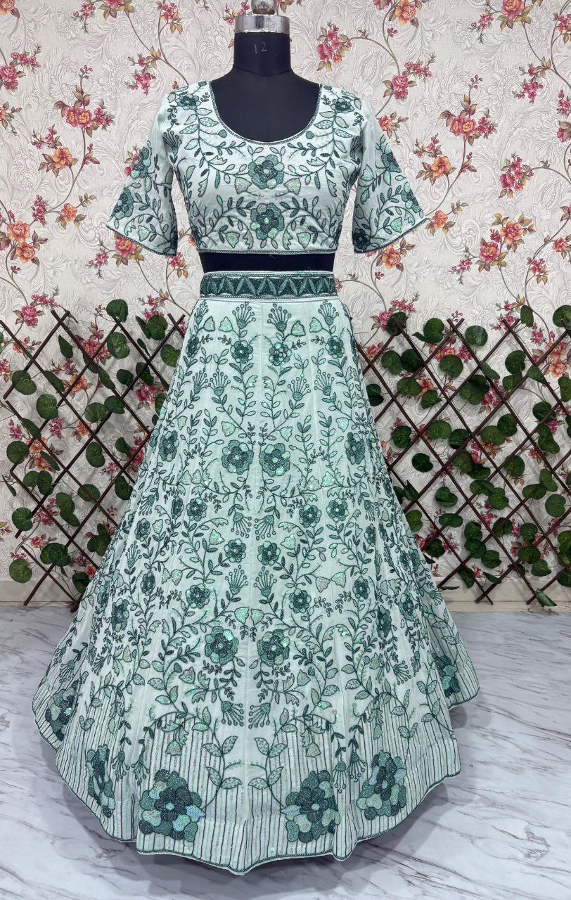 Premium Faux Georgette Lehenga Choli Set - 3.5m Flare with Dori & Sequin Work
