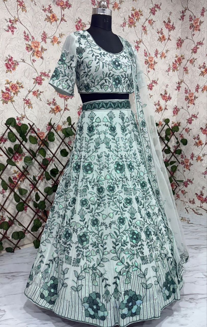 Premium Faux Georgette Lehenga Choli Set - 3.5m Flare with Dori & Sequin Work
