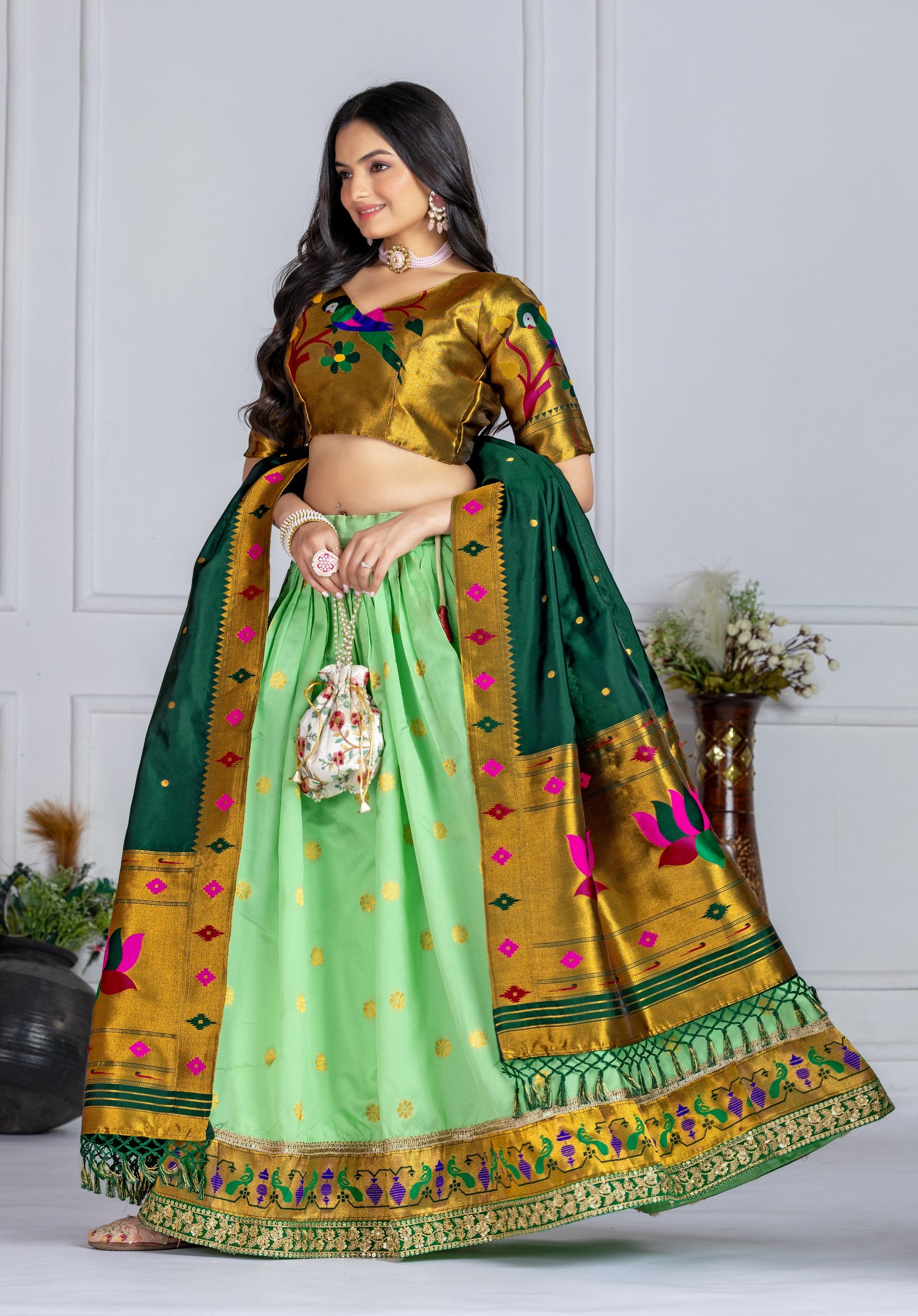 ✨ "Heavy Jacquard Lichi Silk Lehenga Choli with Zari Weaving (Stitched Upto Size 44) | Wedding & Party Wear 🌹"