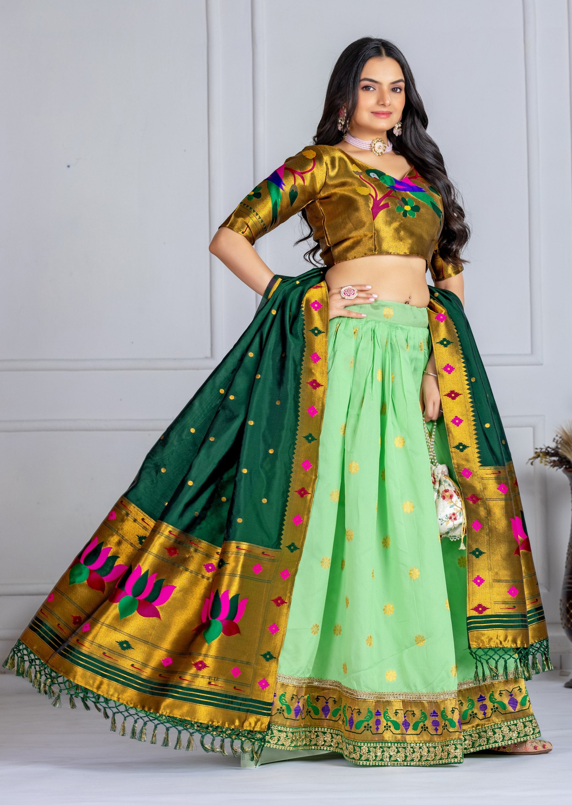 ✨ "Heavy Jacquard Lichi Silk Lehenga Choli with Zari Weaving (Stitched Upto Size 44) | Wedding & Party Wear 🌹"