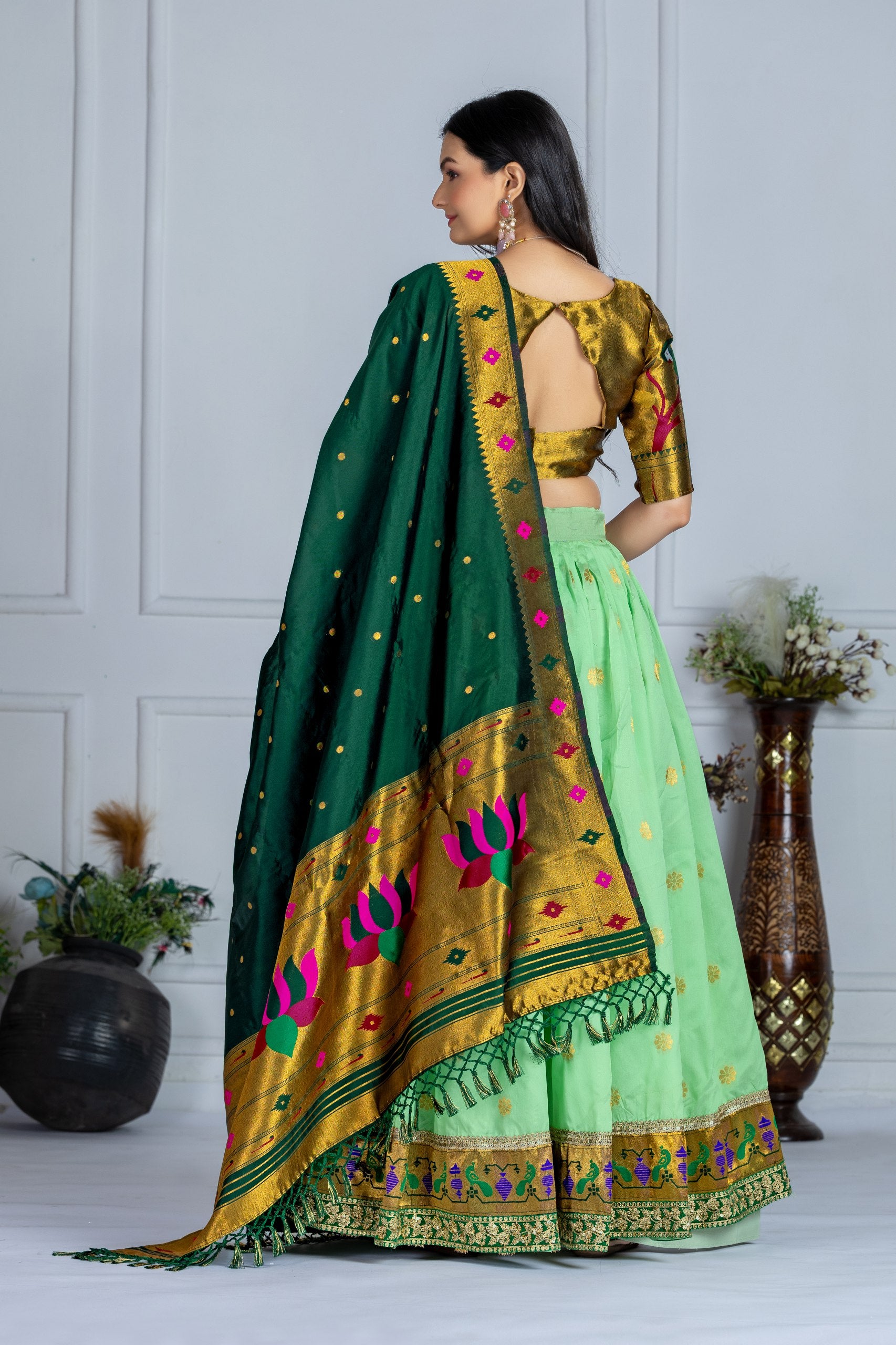 ✨ "Heavy Jacquard Lichi Silk Lehenga Choli with Zari Weaving (Stitched Upto Size 44) | Wedding & Party Wear 🌹"