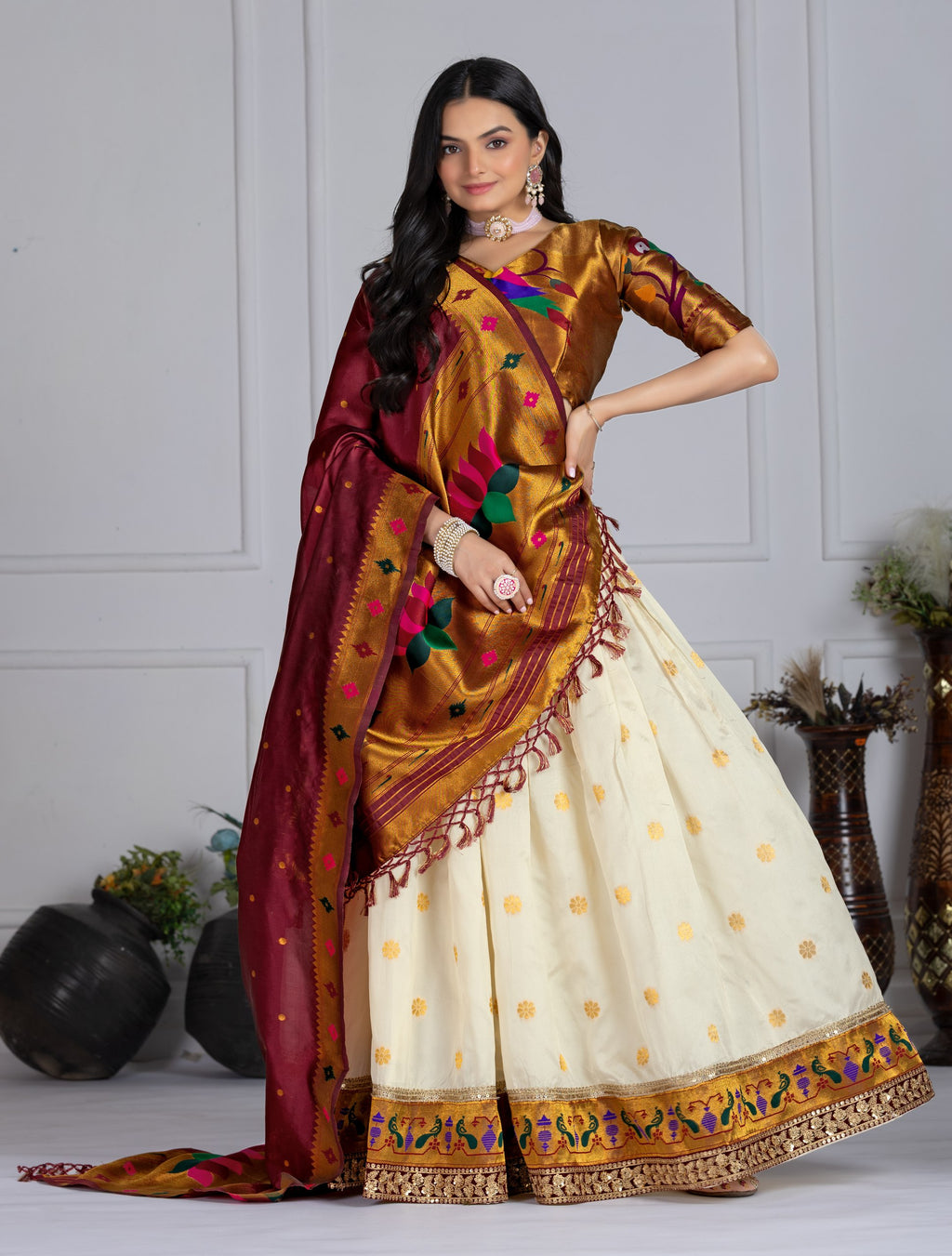 ✨ "Heavy Jacquard Lichi Silk Lehenga Choli with Zari Weaving (Stitched Upto Size 44) | Wedding & Party Wear 🌹"