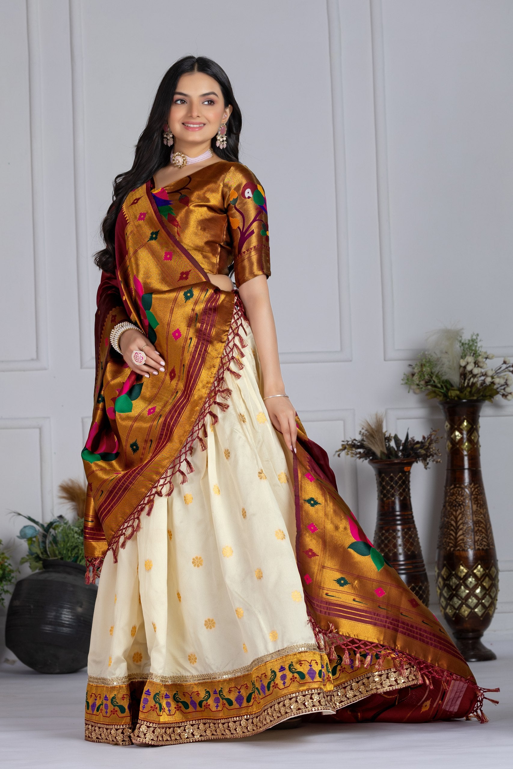✨ "Heavy Jacquard Lichi Silk Lehenga Choli with Zari Weaving (Stitched Upto Size 44) | Wedding & Party Wear 🌹"