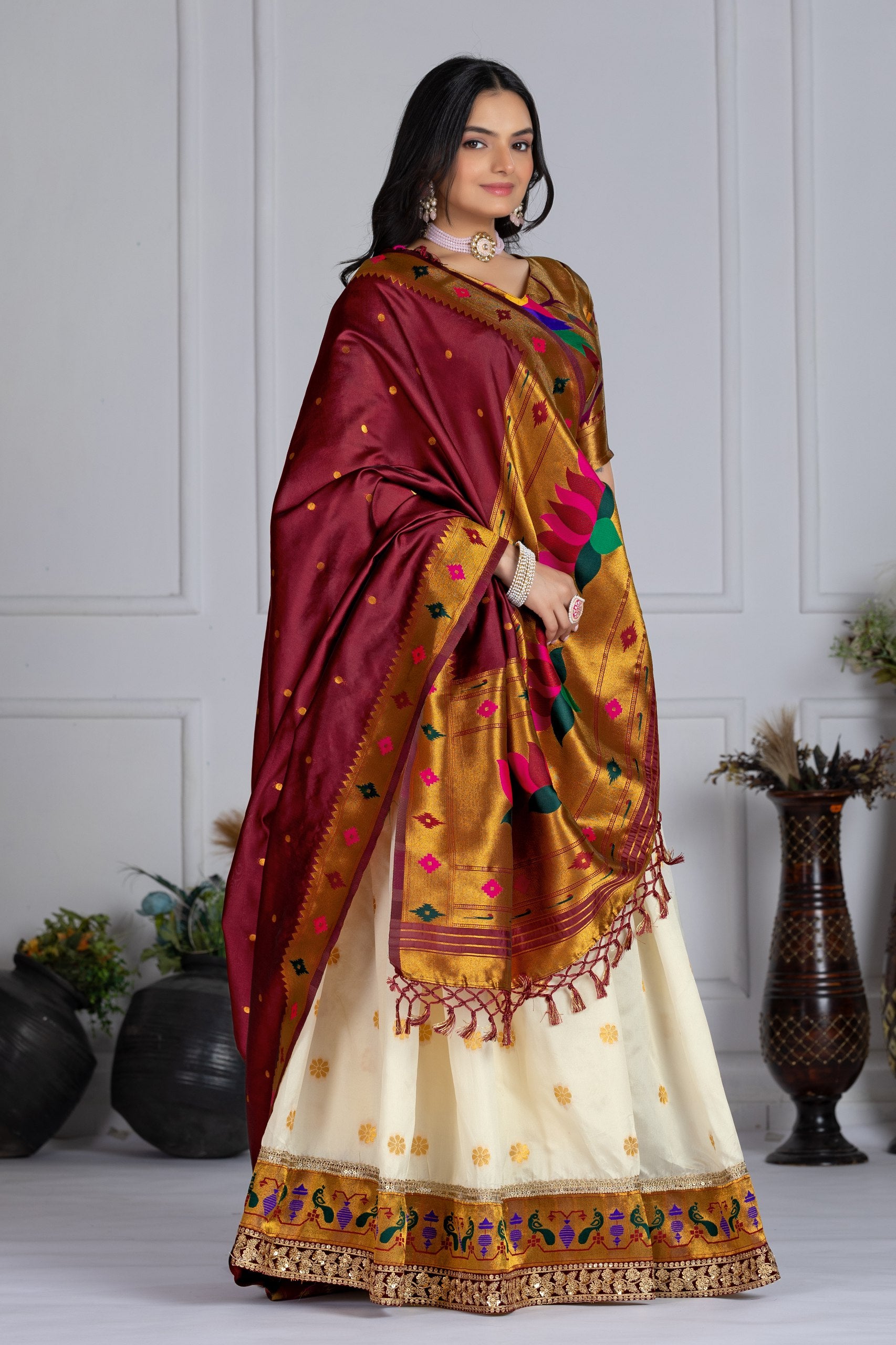 ✨ "Heavy Jacquard Lichi Silk Lehenga Choli with Zari Weaving (Stitched Upto Size 44) | Wedding & Party Wear 🌹"