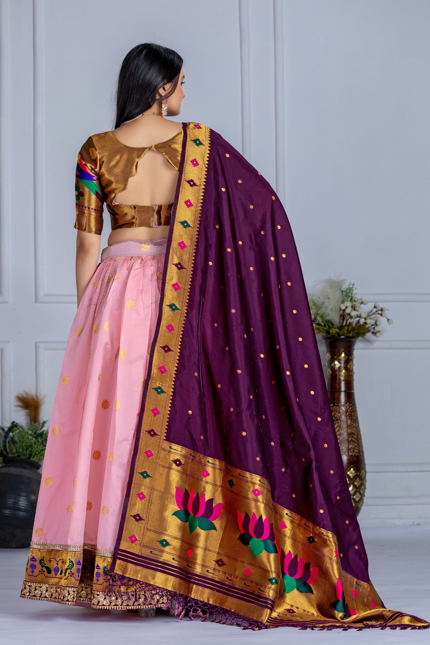 ✨ "Heavy Jacquard Lichi Silk Lehenga Choli with Zari Weaving (Stitched Upto Size 44) | Wedding & Party Wear 🌹"