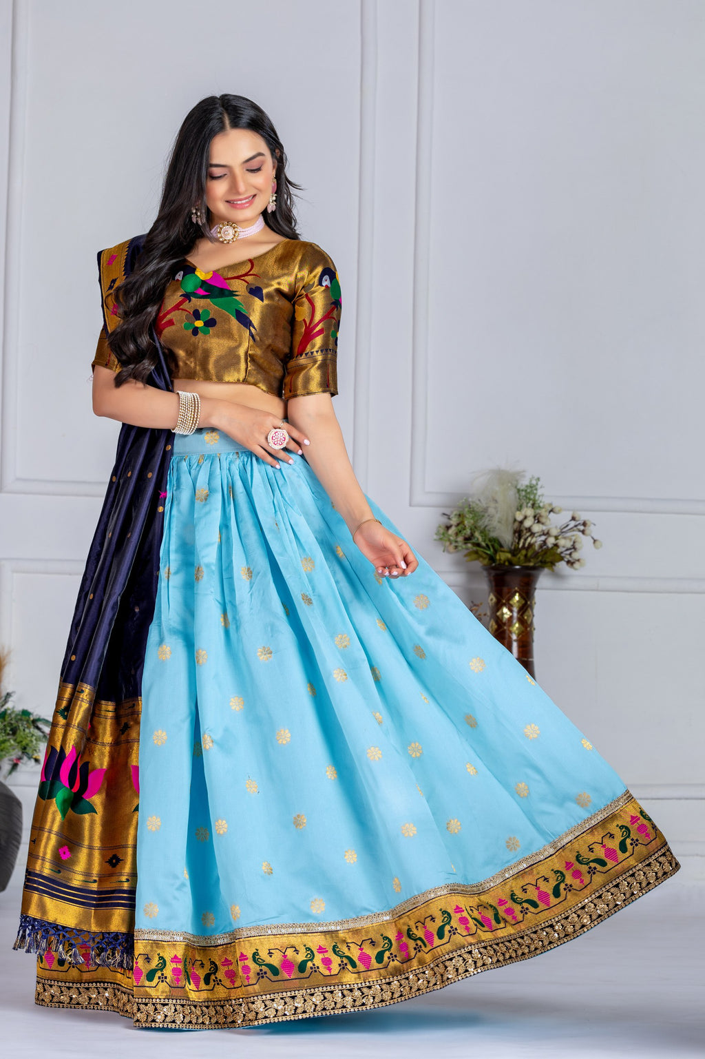✨ "Heavy Jacquard Lichi Silk Lehenga Choli with Zari Weaving (Stitched Upto Size 44) | Wedding & Party Wear 🌹"
