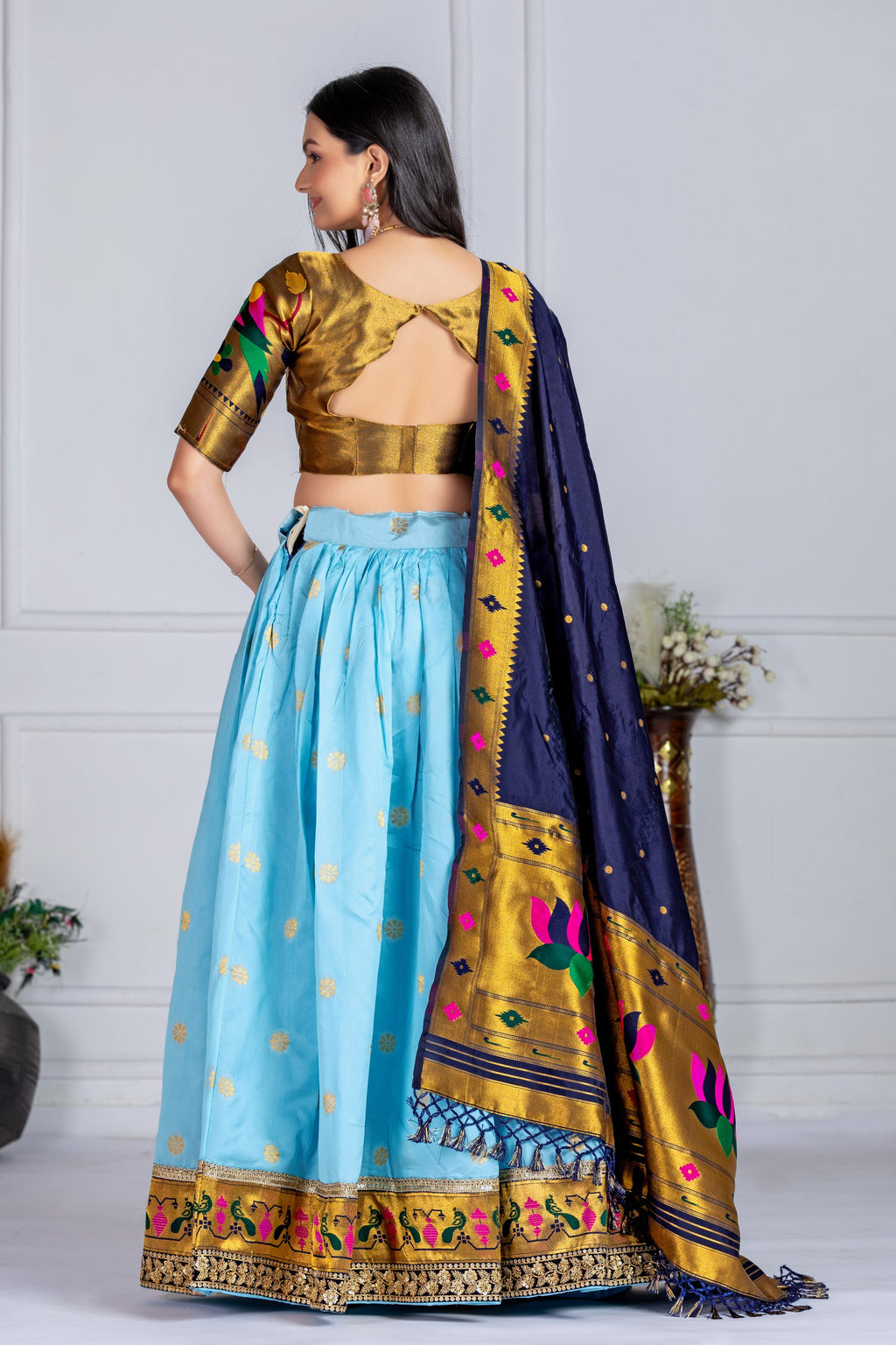 ✨ "Heavy Jacquard Lichi Silk Lehenga Choli with Zari Weaving (Stitched Upto Size 44) | Wedding & Party Wear 🌹"