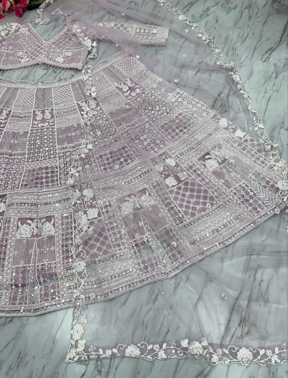 Premium Butterfly Net Lehenga Choli Set - 3.5m Flare with Resham & Sequins
