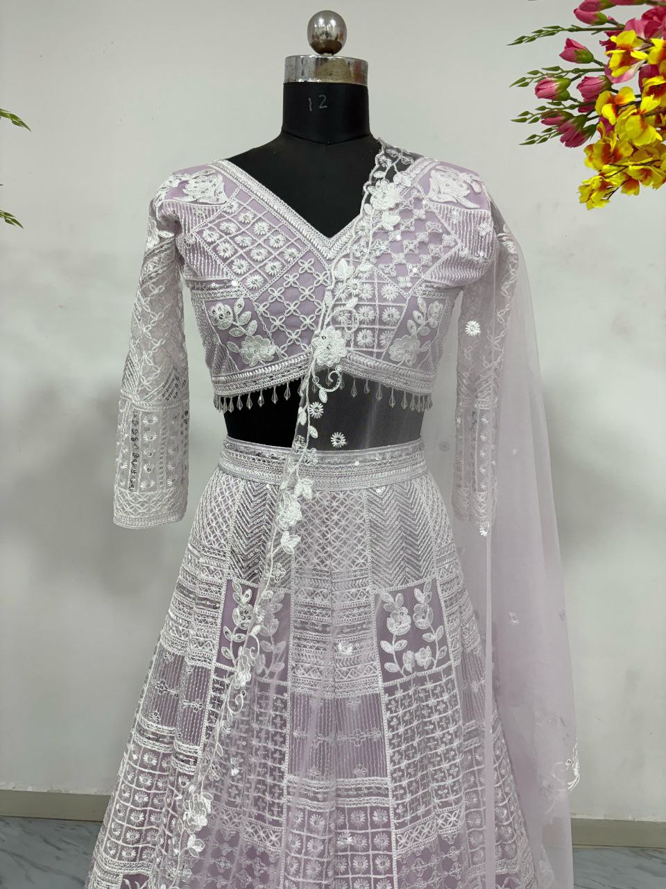 Premium Butterfly Net Lehenga Choli Set - 3.5m Flare with Resham & Sequins