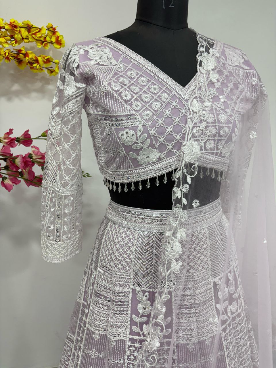 Premium Butterfly Net Lehenga Choli Set - 3.5m Flare with Resham & Sequins