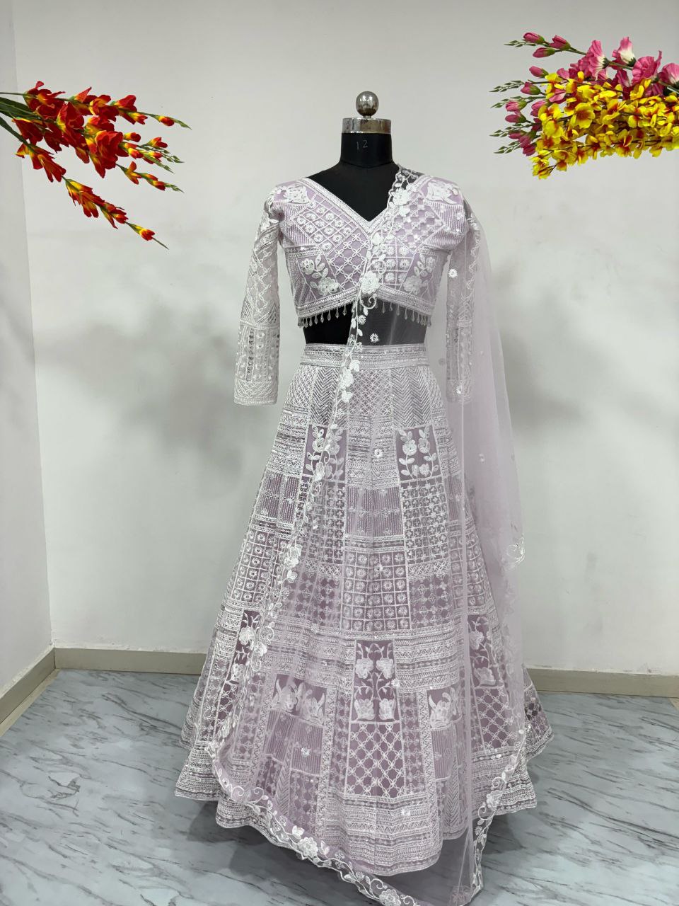 Premium Butterfly Net Lehenga Choli Set - 3.5m Flare with Resham & Sequins